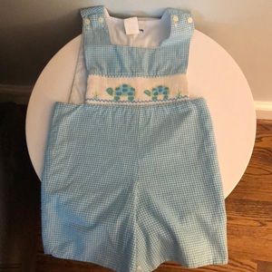 Shortalls Turtle Blue Gingham